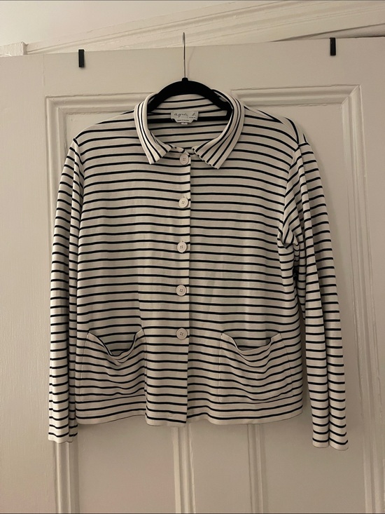 Agnes B. Sweaters - agnes b. striped polo cardigan